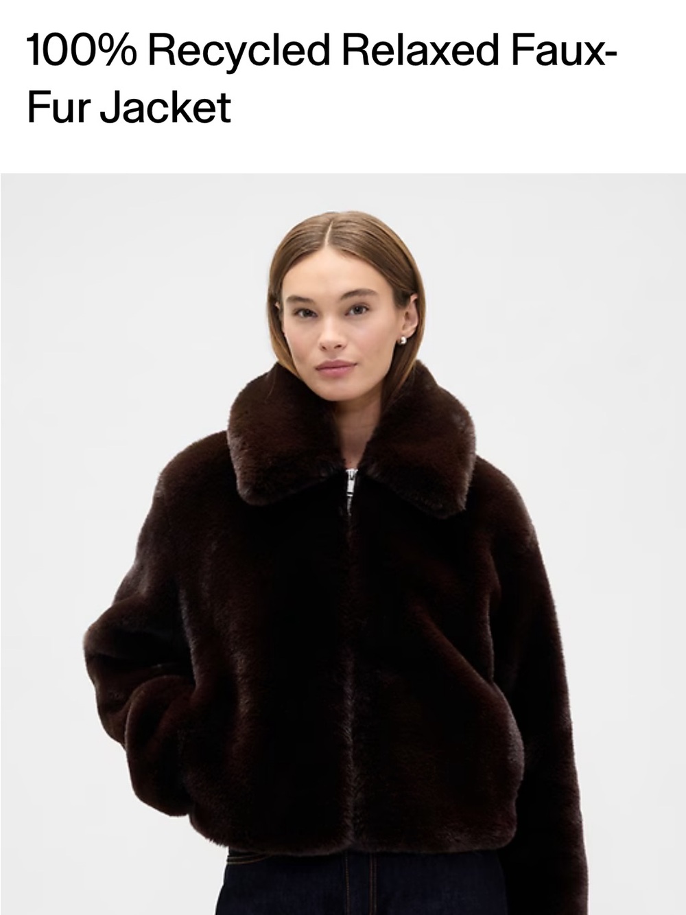GAP Faux Fur Jacket in Dark Brown NWOT Size L